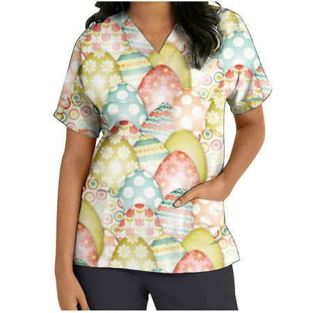 Ecqkame Easter Nursing Scrub Tops for Women Easter Eggs Bunny Rabbit Printed Working Uniform Blouse T-shirt Casual Short Sleeve V-neck Blouse Tops With Pocket Beige S on Clearance
Ecqkame Easter Nursing Scrub Tops for Women Easter Eggs Bunny Rabbit Printed Working Uniform Blouse T-shirt Casual Short Sleeve V-neck Blouse Tops With Pocket Beige S on Clearance