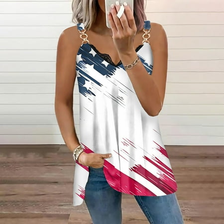 ELFINDEA Womens Tops Casual Fashion Independence Day Printing V-neck Lace Panel Sleeveless Vest Loose Top White S
ELFINDEA Womens Tops Casual Fashion Independence Day Printing V-neck Lace Panel Sleeveless Vest Loose Top White S