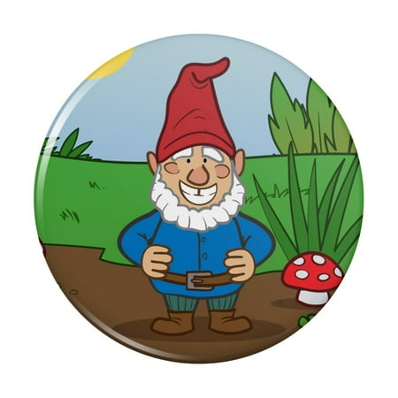 Garden Gnome with Toadstools Kitchen Refrigerator Locker Button Magnet