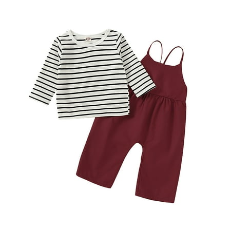 Kucnuzki 12 Months Baby Girl Fall-Winter Outfits Pants Sets 18 Months Long Sleeve Stripe Prints Casual Tops Suspender Pants 2PCS Set Red
Kucnuzki 12 Months Baby Girl Fall-Winter Outfits Pants Sets 18 Months Long Sleeve Stripe Prints Casual Tops Suspender Pants 2PCS Set Red