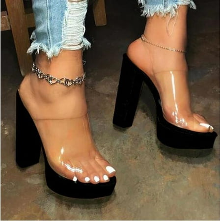 MRULIC slippers for women Women Open ToeTransparent Fashion Thick Heel Sandals Casual Shoe Slip-on Slipper house slippers for women Black + US:6.5-7
MRULIC slippers for women Women Open ToeTransparent Fashion Thick Heel Sandals Casual Shoe Slip-on Slipper house slippers for women Black + US:6.5-7