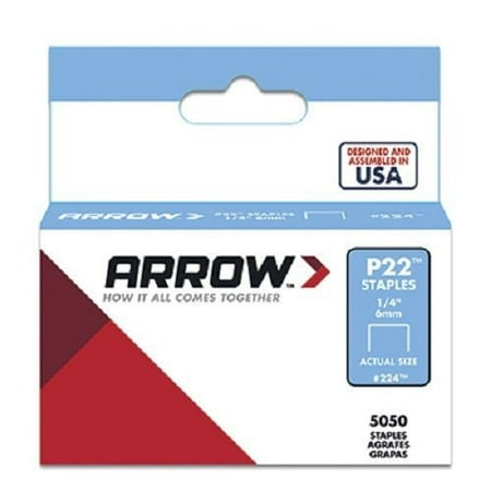 Arrow 224 (5050) Pack 1/4 6mm Staples For P22 Plier Staple Gun - Quantity of 45
Arrow 224 (5050) Pack 1/4 6mm Staples For P22 Plier Staple Gun - Quantity of 45