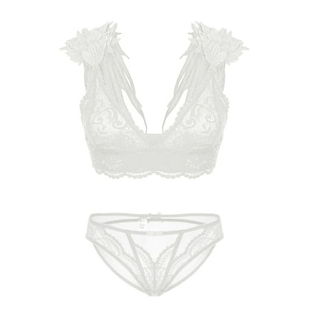 Adjustable Strap Sexy Cute Triangle Bralette with Wings and Lace Bikini Panties for Women
Adjustable Strap Sexy Cute Triangle Bralette with Wings and Lace Bikini Panties for Women