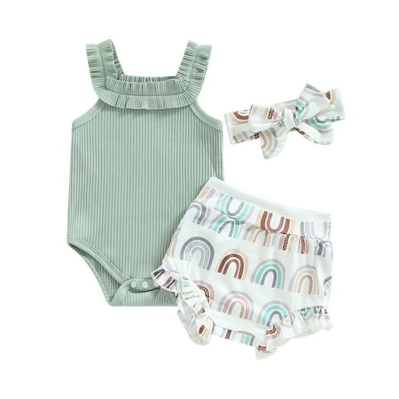 Newborn Baby Girl Clothes Sleeveless Ruffle Straps Ribbed Romper Bodysuit Tops+Bloomers Shorts Set Summer Outfits 3M 6M 12M 18M
Newborn Baby Girl Clothes Sleeveless Ruffle Straps Ribbed Romper Bodysuit Tops+Bloomers Shorts Set Summer Outfits 3M 6M 12M 18M