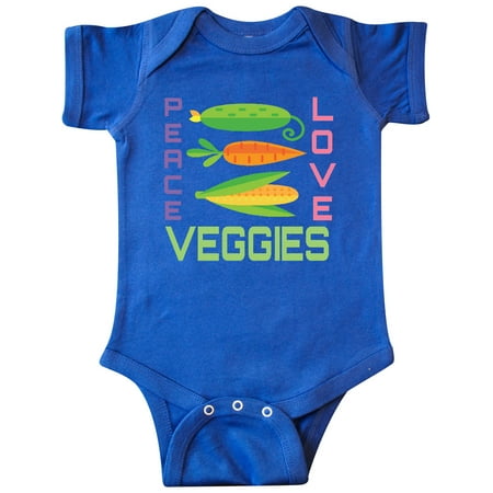Inktastic Vegan Peace Love Veggies Gift Baby Boy or Baby Girl Bodysuit
