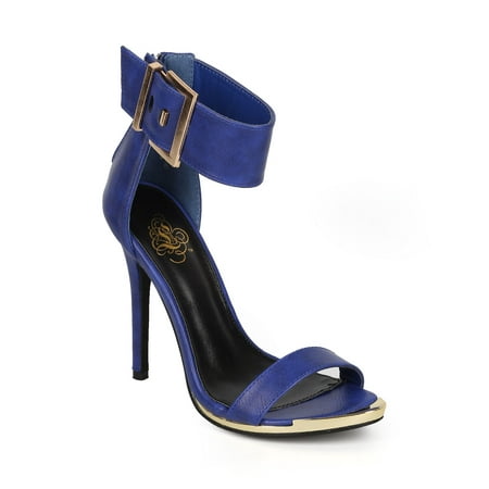 Miss L CI41 Women Leatherette Open Toe Ankle Cuff Buckle Stiletto Sandal