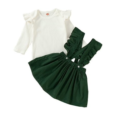 Toddler Baby Girl Outfits Baby Girl Clothes Ruffle Long Sleeve Romper Top Strap Skirt 2PCS Clothing Set 12-18 Months
Toddler Baby Girl Outfits Baby Girl Clothes Ruffle Long Sleeve Romper Top Strap Skirt 2PCS Clothing Set 12-18 Months