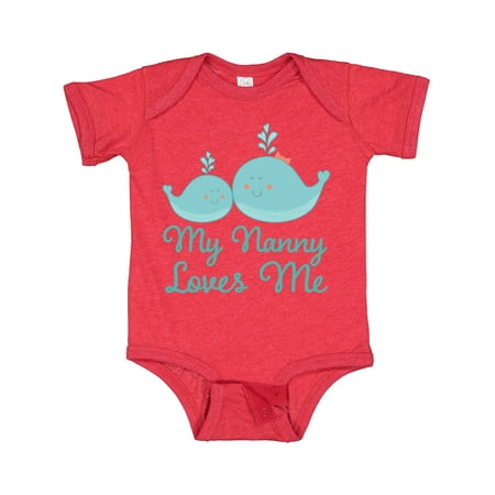 Inktastic Nanny Loves Me Grandchild Whale Gift Baby Boy or Baby Girl Bodysuit