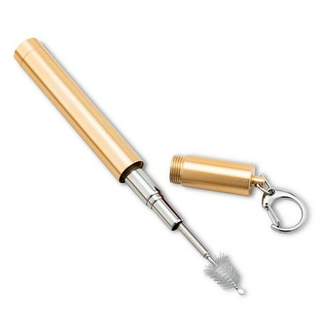 Abbott Collections AB-27-ECOSTRAW-07-GOLD 4.5 in. Collapsible Straw & Brush in Tube Gold