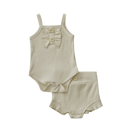 Binpure Infant Baby Girls Casual Suit Solid Sleeveless Romper Tops+Ruffled Shorts
Binpure Infant Baby Girls Casual Suit Solid Sleeveless Romper Tops+Ruffled Shorts