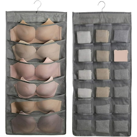 Storage Hanging Bag Dual-Sided Hanging Bra Storage Organizer with Metal Hanger Dual-Sided Hanging Storage Organiser for Underwear Panties Stocking Bra and Sock (Gray 6+18 Pockets)
Storage Hanging Bag Dual-Sided Hanging Bra Storage Organizer with Metal Hanger Dual-Sided Hanging Storage Organiser for Underwear Panties Stocking Bra and Sock (Gray 6+18 Pockets)