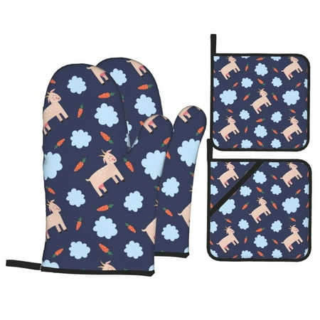 Oven Mitts and Pot Holders 4 pcs Set Cartoon Funny Cute Goat Radish Heat Resistant Pot Holders Oven Mitts for kitchen Non-Slip Hanging Loop Oven Glove Potholders for Baking Cooking
Oven Mitts and Pot Holders 4 pcs Set Cartoon Funny Cute Goat Radish Heat Resistant Pot Holders Oven Mitts for kitchen Non-Slip Hanging Loop Oven Glove Potholders for Baking Cooking