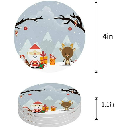 FMSHPON Merry Christmas Santa Claus Set of 6 Round Coaster for Drinks Absorbent Ceramic Stone Coasters Cup Mat with Cork Base for Home Kitchen Room Coffee Table Bar Decor
FMSHPON Merry Christmas Santa Claus Set of 6 Round Coaster for Drinks Absorbent Ceramic Stone Coasters Cup Mat with Cork Base for Home Kitchen Room Coffee Table Bar Decor