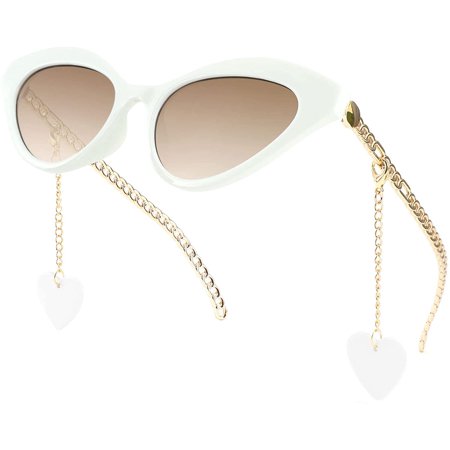 QWZNDZGR Women Trendy Narrow Cat Eye Sunglasses Metal Chain Temple Heart Pendant Ladies Cute Funky Sunglasses B2233
QWZNDZGR Women Trendy Narrow Cat Eye Sunglasses Metal Chain Temple Heart Pendant Ladies Cute Funky Sunglasses B2233