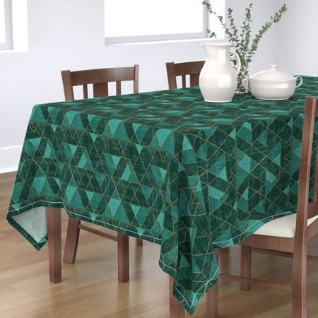 Cotton Sateen Tablecloth 70 Square - Mod Triangles Emerald Teal Geometric Abstract Gold Look Green Geo Print Custom Table Linens by Spoonflower
Cotton Sateen Tablecloth 70 Square - Mod Triangles Emerald Teal Geometric Abstract Gold Look Green Geo Print Custom Table Linens by Spoonflower