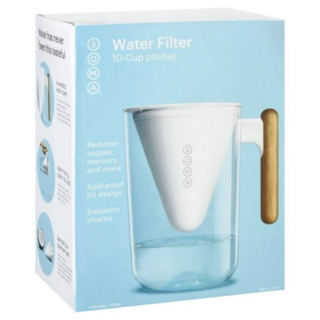 

Soma 10 Cup 80oz Filtered Water Pitcher - White with Bamboo Handle