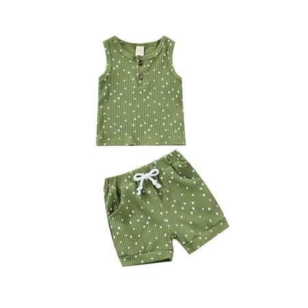 Binpure Infant Baby Clothes Set Dots Pattern Rib Knitted Buttons Round Neck Sleeve Tank Tops with Shorts
Binpure Infant Baby Clothes Set Dots Pattern Rib Knitted Buttons Round Neck Sleeve Tank Tops with Shorts