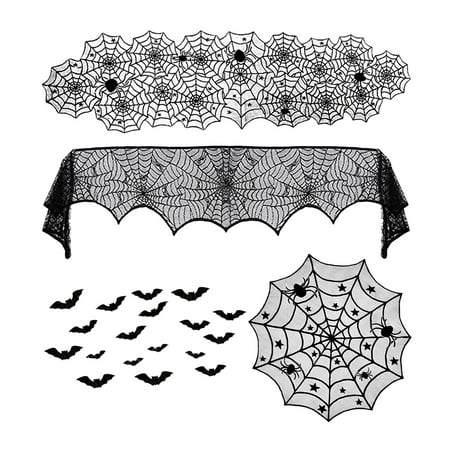 1 Set Halloween Fireplace Curtain Tablecloth Halloween Decoration Bat Sticker