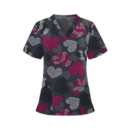 Avamo V-neck Scrub Tops for Womens Pink Love Printed Short Sleeve Tunic Shirts Casual Loose Blouses Tshirt with Pockets
Avamo V-neck Scrub Tops for Womens Pink Love Printed Short Sleeve Tunic Shirts Casual Loose Blouses Tshirt with Pockets