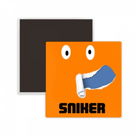 Orange Wide Sniker Crooked Emotion Square Ceracs Fridge Magnet Keepsake Memento