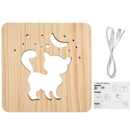 Wooden Base LED Warm White Perfect USB Home Decor Gift 3D Cute Kitten Night Light
Wooden Base LED Warm White Perfect USB Home Decor Gift 3D Cute Kitten Night Light