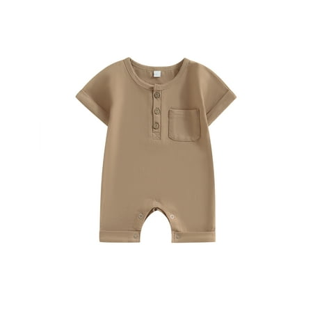 Baby Boys Girls Jumpsuit Short Sleeve Button Down Round Neck Solid Color Romper Shorts
Baby Boys Girls Jumpsuit Short Sleeve Button Down Round Neck Solid Color Romper Shorts