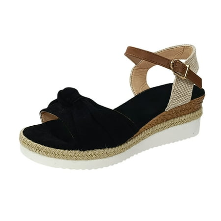 Sandals Women Ladies Wedges Causal Peep Toe Classic Fit Sandals Black Size 8.5