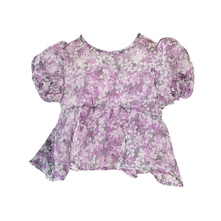 ZRBYWB Girl Floral Loose Princess Wind Root Yarn Doll Girl Clothes Floral Print Tops Cute Summer Tops