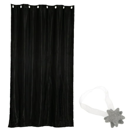 Blackout Curtain Drape with Star #150x250cm Eyelet Black150x250cm Eyelet