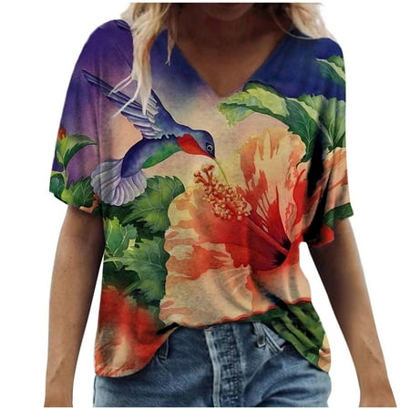 Simplmasygenix Women Tops Summer Clearance Women s Fashion Casual Plus Size Scenic Flowers Printing V-Neck T-Shirt Tops
Simplmasygenix Women Tops Summer Clearance Women s Fashion Casual Plus Size Scenic Flowers Printing V-Neck T-Shirt Tops