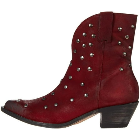 Corral Women s Red Studs Pointed Toe Ankle Boots (8M)