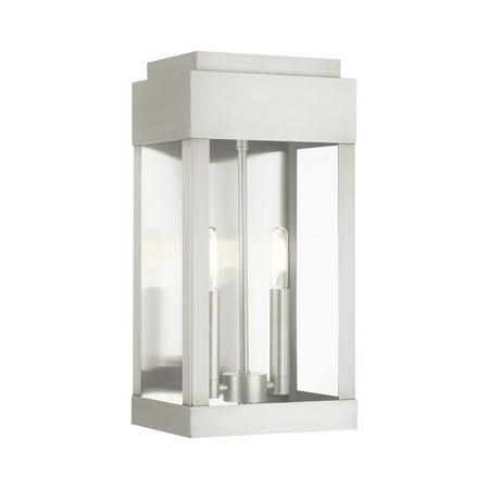 Livex Lighting 21235 York 2 Light 16 Tall Outdoor Wall Sconce - Nickel