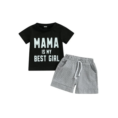 Baby Boys Outfits Summer Letter Print Short Sleeve T-shirt and Casual Elastic Striped Shorts Set
Baby Boys Outfits Summer Letter Print Short Sleeve T-shirt and Casual Elastic Striped Shorts Set