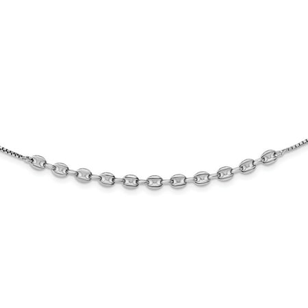Sterling Silver 18in Rhodium-plated Fancy Link with 1in ext. Necklace