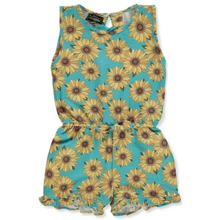 My Destiny Girls Sunflower Romper - turquoise/multi 2t (Toddler)