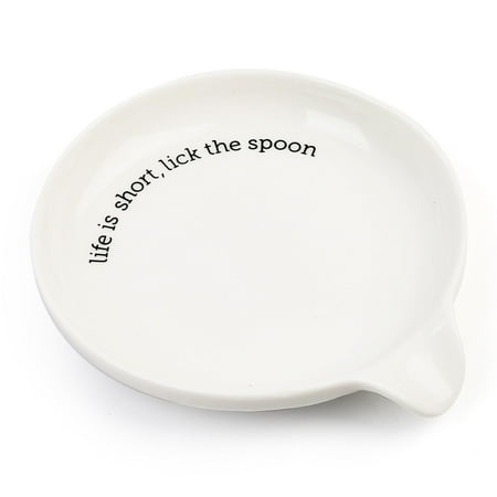 LotFancy Spoon Rest Ceramic Spoon Holder 5.2Inch White (Life is short lick the spoon)
LotFancy Spoon Rest Ceramic Spoon Holder 5.2Inch White (Life is short lick the spoon)