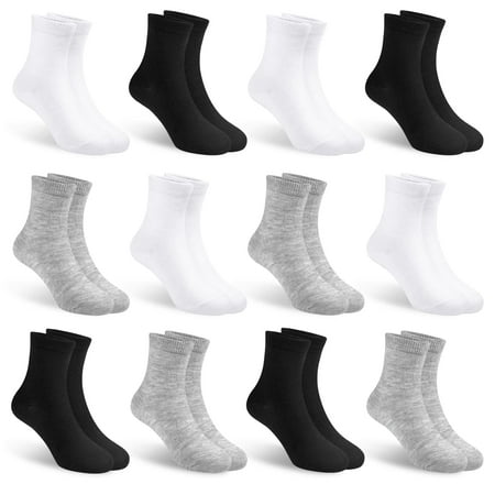 KEREDA Boys Girls Ankle Socks 12 Pairs Kids Half Cushion Quarter Socks 10-14 Y White-Black-Grey
KEREDA Boys Girls Ankle Socks 12 Pairs Kids Half Cushion Quarter Socks 10-14 Y White-Black-Grey