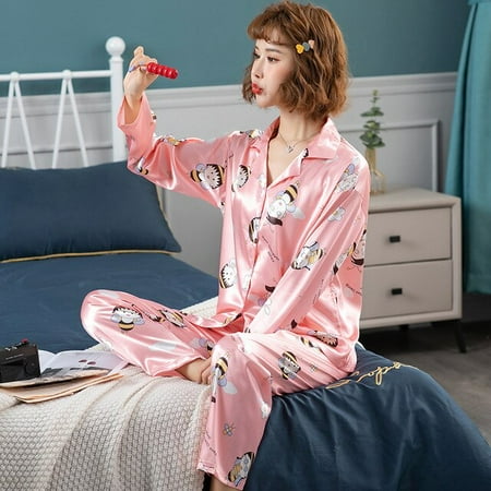 CoCopeaunt Silk Pajamas Womens Summer Long-sleeved Trousers Suit Ladies Silk Loose Casual Home Wear Fashion Printing Cute Women Pajamas
CoCopeaunt Silk Pajamas Womens Summer Long-sleeved Trousers Suit Ladies Silk Loose Casual Home Wear Fashion Printing Cute Women Pajamas