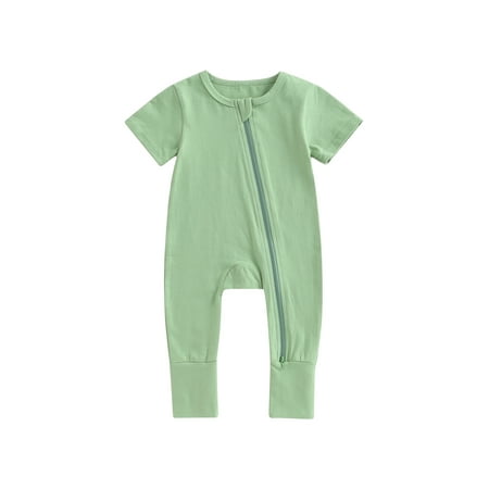 Suanret Newborn Baby Boy Girls Zipper Romper Pajamas Long Sleeve Jumpsuit Sleepwear Crew Neck Solid Color Bodysuit Light Green 12-18 Months
Suanret Newborn Baby Boy Girls Zipper Romper Pajamas Long Sleeve Jumpsuit Sleepwear Crew Neck Solid Color Bodysuit Light Green 12-18 Months