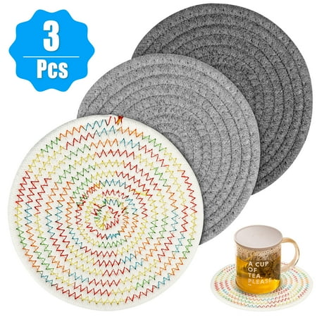 3pcs Potholders Trivets Set EEEkit 7inch Pure Cotton Thread Weave Hot Pot Holders Mats for Kitchen Round Kitchen Cooking and Baking Hot Pads Spoon Rest Coasters for Hot Pots and Pans
3pcs Potholders Trivets Set EEEkit 7inch Pure Cotton Thread Weave Hot Pot Holders Mats for Kitchen Round Kitchen Cooking and Baking Hot Pads Spoon Rest Coasters for Hot Pots and Pans