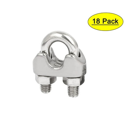 M5 1/4 Inch 304 Stainless Steel Saddle Clamps Cable Wire Rope Clips 18PCS