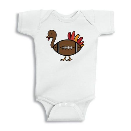 TeesAndTankYou Turkey Football Thanksgiving Baby Onesie Infant One Piece Bodysuit 6 Months White
