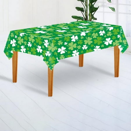 

St.Patrick s Day Rectangle Table Cloth- Shamrock Patterned Irish Clover Waterproof Tablecloth Decorative Table Covers for Picnic Party 54*70in