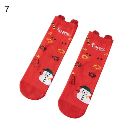 Cuteam 1 Pair Christmas Socks Breathable Fine Stitch Decorative Anti-slip Christmas Holiday Socks for Friends