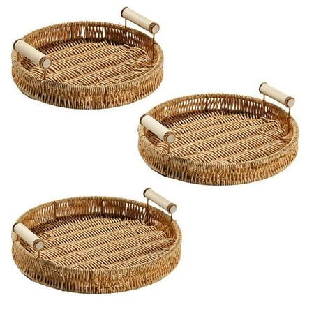 Rattan Woven Storage Tray with Wooden Handle Round Wicker Basket Bread Food Plate Fruit Cake Platter Dinner Serving Tray
Rattan Woven Storage Tray with Wooden Handle Round Wicker Basket Bread Food Plate Fruit Cake Platter Dinner Serving Tray