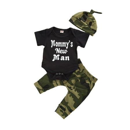 Canrulo Newborn Baby Boy Camouflage Outfits Cute Letter Print Short Sleeve Romper+ Long Pants+Hat Clothes Black 3-6 Months
Canrulo Newborn Baby Boy Camouflage Outfits Cute Letter Print Short Sleeve Romper+ Long Pants+Hat Clothes Black 3-6 Months