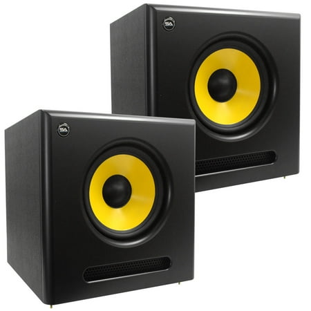 Seismic Audio Pair of Active 10 Inch Studio Subwoofers - 100 Watts RMS Each - Spectra-10SUB-Pair