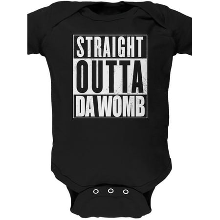 Straight Outta Da Womb Funny Black Soft Baby One Piece - 18-24 months