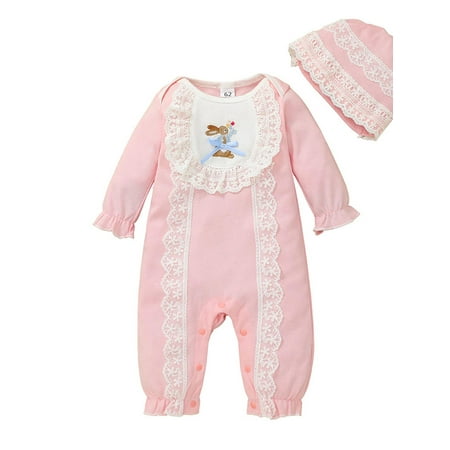 uukiA 0-18 Months Newborn Baby Girl Infant Lace Panel Long-sleeved One-piece Bodysuit And Hat 2PCs Outfits Set
uukiA 0-18 Months Newborn Baby Girl Infant Lace Panel Long-sleeved One-piece Bodysuit And Hat 2PCs Outfits Set
