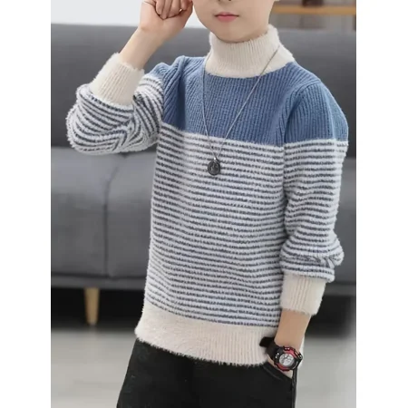 GEDER-FABoys Blue Striped Sweater Warm And Thick Clothing For Winter Casual Fashion Top For Boys 
GEDER-FABoys Blue Striped Sweater Warm And Thick Clothing For Winter Casual Fashion Top For Boys